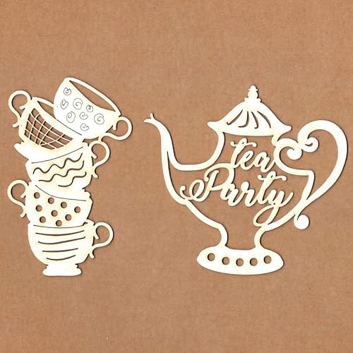 KORA projects Chipboard – Stanzformen aus gepresstem Karton für Scrapbooking und Bastelarbeiten, Teekanne Tea Party