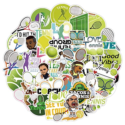 Tennis Aufkleber für Laptop (50 PCS),Geschenk für Kinder Jugendliche Erwachsene Jungen,Tennis Stickers Wasserdicht Vinyl Aufkleber für Scrapbook,Skateboard,Auto,Gepäck