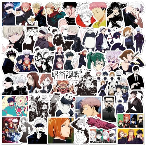 50 Jujutsu Kaisen Vinyl Aufkleber Set - Wasserdichte Anime Sticker für Laptops, Wasserflaschen, Notizbücher - Strapazierfähige & lebendige Designs