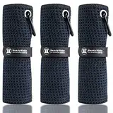 Handy Picks Mikrofaser-Golf-Handtuch (40,6 x 40,6 cm) mit Karabiner-Clip, Waffelmuster, Golf-Handtuch, Klettverschluss – das praktische Golf-Reinigungstuch, Schwarz
