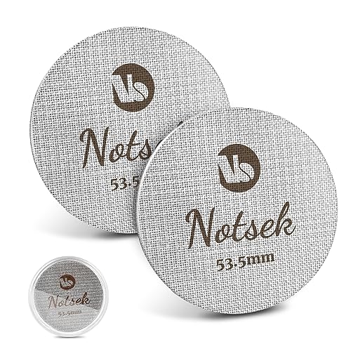 NOTSEK Puck Screen 54mm, 2 Stück 1mm/1.7mm Dicke Espresso Sieb für Siebträger, 150μm Edelstahl 316 Kaffee Puck Screen 54mm Sage mit Acryl Aufbewahrungsbox, Siebträger Zubehör für Kaffeemaschine