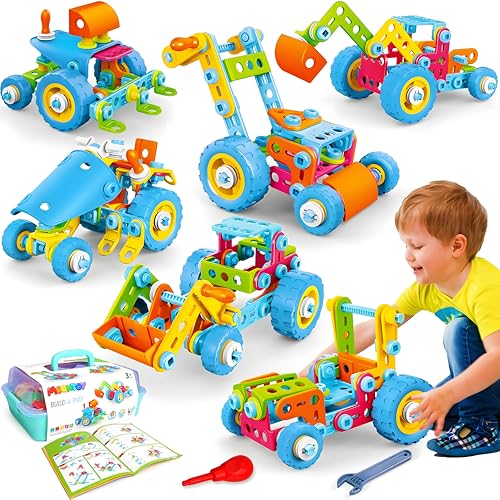 MOONTOY Konstruktionsspielzeug Geschenke für 5 Jährige Jungen, Kinder Spielzeug ab 4 5 6 7 8 9 Jahre, STEM Spielzeug, Bausteine für Jungen und Mädchen, Lernspielzeug Bauset 6 Modelle