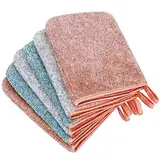 PHOGARY 6 Stück Mikrofaser-Waschhandschuhe, 15x21 cm Waschlappen-Coral Fleece, Weiches Gesichtshandschuh, Badespa-Tuch, Wiederverwendbare Make-up-Entferner-Handschuhe, 3 Farben