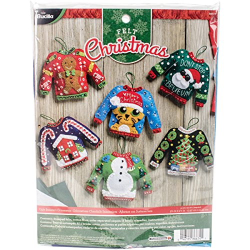 Bucilla Ugly Sweater Ornaments Filzapplikations-Set, Mehrfarbig, 29,89 x 22,86 x 4,57 cm