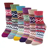 Chalier Cozy 6 Paar Merino Socken Damen Winter Wollsocken Stricksocken Warme Dicke Thermosocken Kuschelsocken Bunte Atmungsaktive , Einheitsgröße 36-42（Pink, Lila, Beige, Blau, Grün, Rot）