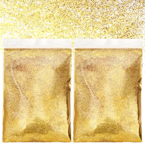 100 g ultrafeines Glitzerpulver, Festival-Glitzer-Pailletten Glitzerpulver zum Basteln Gold Glitzerpulver für kosmetische Dekorationen für Nägel Kunst Gesicht Kartenherstellung Basteln (Gold)