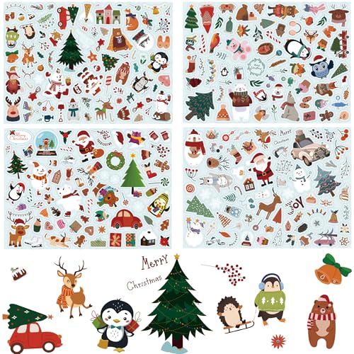 Weihnachtssticker Set, 274 Weihnachten Aufkleber Selbstklebend für Karte Machen, Stickers Weihnachten für Scrapbooking Tagebuch Fotoalben Geschenke Briefe, Weihnachtsaufkleber Weihnachtsdekoration