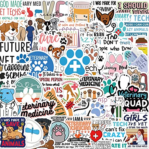 50 Stück Tierarzt Aufkleber Wasserflaschen Laptop Telefon Gitarre Skateboard Computer Koffer Fahrrad Veterinarian Vinyl Stickers Wasserdicht Ästhetisch Aufkleber für Jugendliche Kinder Erwachsene