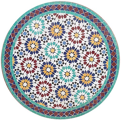 Casa Moro Mediterraner GARTENTISCH marokkanischer MOSAIKTISCH Ø 80cm Ankabut rund Höhe 75 cm, KUNSTHANDWERK aus MARRAKESCH, Dekorativer BALKONTISCH BEISTELLTISCH MT2235