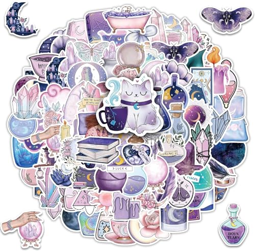 100 Stück ästhetische Mond aufkleber für Scrapbooking, lustige Wasserflaschen Hexen Aesthetic Stickers für Erwachsene, Kinder, Teenager, wasserfeste Mini Viny Witchy aufkleber für Laptop, Computer