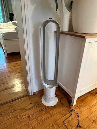 Dyson Cool AM07 Ventilator mit Fernbedienung 100cm, 9h Timer, Turmventilator leise weiß/silber, ENERGIESPAREND, Lüfter Standventilator Schlafzimmer, Lautstärke 48db, 10 Stufen