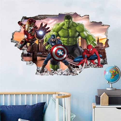 Superhelden-Wandaufkleber, Kinder, Avengers, Cartoon-Motiv, Schlafzimmer, Hintergrund, Wanddekoration, selbstklebender Wandaufkleber, Videospiel-Aufkleber, Geburtstagsparty-Zubehör