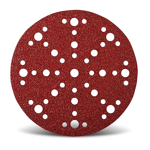 Wfix PRO Red Fire Wasserfeste Schleifscheiben 150mm Klett 48-Loch-Perforation für Exzenterschleifer | Körnung P40 grob - 50er extra langlebig Schleifpapier Set für Holzschliff & Karosseriebau