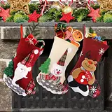 WLLHYF Weihnachtsstrümpfe Satz von 3 große Weihnachtsstrümpfe Santa Strümpfe Füllen und Hängen für Kinder große Kamin Santa Socken für Familie Urlaub Weihnachtsfeier Baumdekoration(Stil 2)