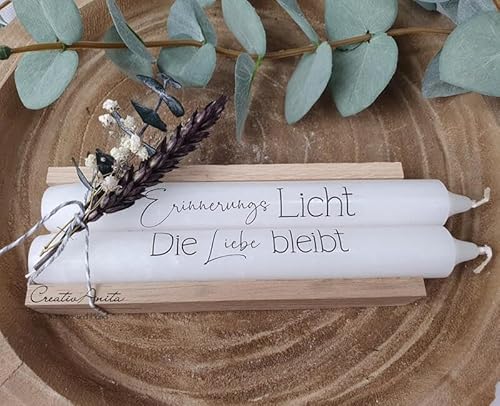 Gedenkkerzen - Trauerkerzen -Erinnerungslicht- Stabkerzen mit Spruch - Dekoriert