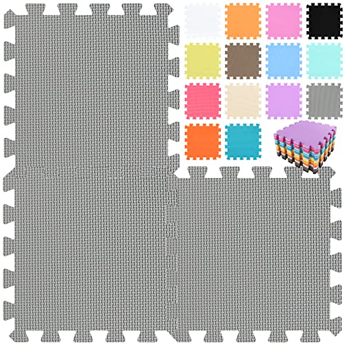 qqpp® 18 Puzzle Eva Schaumstoff Puzzlematte Puzzleteppich Kinder - Krabbelmatte Spielmatte Baby Schadstofffrei Sport rutschfest Bodenschutzmatte Fitness Matte. Grau. QQC-Lb18N