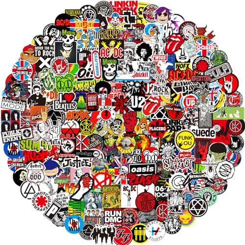 Rock Band Aufkleber, 200pcs Rock and Roll Sticker Pack, Waterproof Inspirational Stickers for Auto Motorräder Fahrrad Skateboard Snowboard Gepäck Laptop, Teens, Students