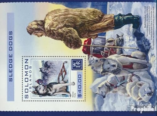 Prophila Collection Salomoninseln Block 559 (kompl. Ausg.) postfrisch ** MNH 2016 Schlittenhunde (Briefmarken für Sammler) Hunde/Wölfe/Hyänen