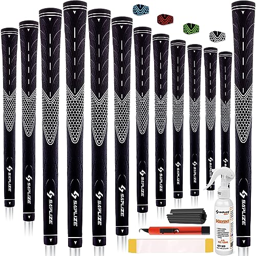 SAPLIZE Golfgriffe 13er-Set mit komplettem Regripping-Kit, Standardgröße, Golfschlägergriffe aus Gummi, Weiß