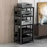 HiFi Rack Audio Regal, 5-Stufiger Audio-Medienständer Medienständer, TV Rack Entertainment-Center Schallplattenständer für Verstärker Plattenspieler Stereo-Receiver