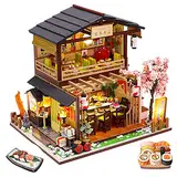 DIY Puppenhaus Miniatur-Möbel, handgemachte japanischen Stil DIY Puppenhaus Kit, 1:24 Skala kreative Zimmer Geschenkidee für Erwachsene Freund Liebhaber (Yoshimoto Sushi Restaurant)