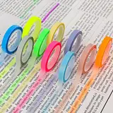 10 Rollen Highlight Strips Farbiges Transparentes Klebeband Entfernbar Fluoreszierend Farbige Tags Textmarker-Klebeband Für Schüler Lehrer Lesen Notizen Machen Im Unterricht(0,6cm X 5m)