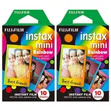 Fuji Instax Mini Rainbow Colors Sofortbildfilm für Fujifilm Instax Mini Kamera, 20 Stück