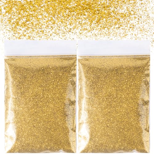 BETESSIN 100g Glitzer zum Basteln Gold Glitzerpulver Glitter Pulver Glitzer Basteln Glitzerpuder für Nägel Gesicht Kartenbasteln Handwerk Nagelkunst