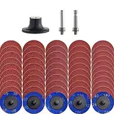 NYXCL 50 Stück Quick Change Discs Set, 2 inch A/O Sanding Discs with 1/4" Holder, for Die Grinder Surface Prep Strip Grind Polish Finish Burr Rust Paint Removal，Surface Conditioning Discs