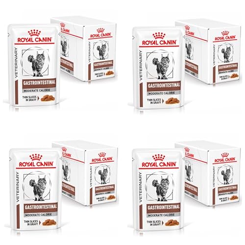 Royal Canin Veterinary Gatrointestinal Moderate Calorie | 4er Pack | 4 x 12 x 85 g | Diät-Alleinfuttermittel für Katzen | Zur Linderung akuter Resorptionsstörungen des Darms