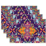 Boho Vintage Marokkanisch Platzsets 4er Set Tischsets Mandala Platzsets 30x45 cm Waschbar Platzdeckchen für Küche Urlaub Bankett Party Deko