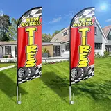 FSFLAG Neue und gebrauchte Reifen, Swooper-Flagge, 2,4 m, neue und gebrauchte Reifen, Banner für Unternehmen und Ladenfronten (nur Flagge)