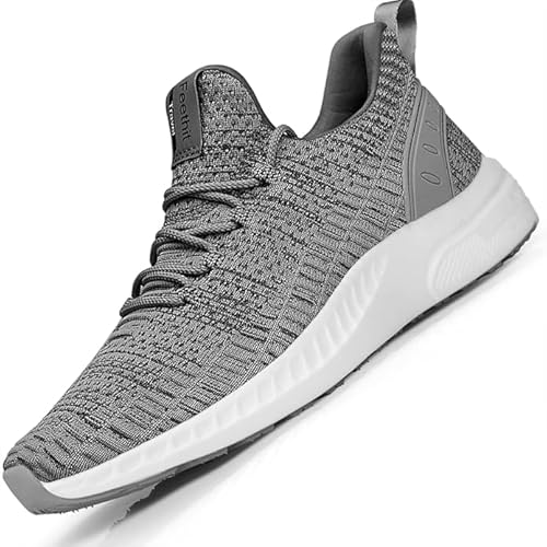 Feethit Turnschuhe Herren Laufschuhe Sportschuhe Sneaker rutschfeste Gummisohlen Leichte und Atmungsaktiv für Gehen Laufen Joggen Sports Grau 43