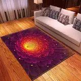 Lila-Gelber Blütenkern 3D-Gedruckter Weicher Spielzimmerteppich 50 X 80 Cm - Rutschfester Teppich Mit Niedrigem Flor - Heimdekor-Fußmatte - Schmutzabweisend - Niedriger Flor, Fusselt Nicht - -5I4U/O6U