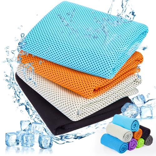 Brovamo Kühltücher 4 Stück 90X30cm Kühlhandtuch Cooling Towel Kühltuch Cool Towel für Yoga, Strand, Golf, Reisen, Fitnessstudio, Sport, Camping Cool down Towel kühlendes Handtuch(set1)