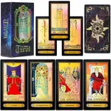 Smoostart 78 Tarotkarten mit Ratgeber, holografisches Tarotkarten Deck Zukunftsspiel mit bunter Box für Anfänger und professionelle Spieler