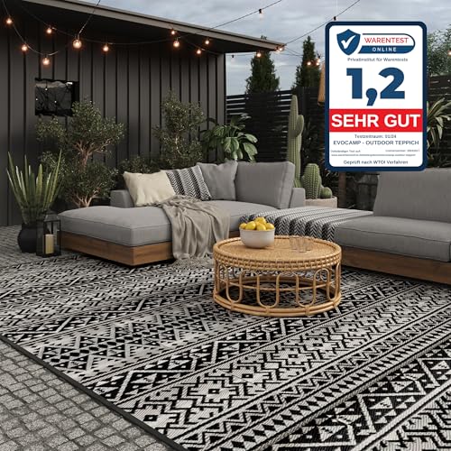 EVOCAMP Outdoor Teppich 270x300 cm, Kunststoffteppich, wetterfest und leicht, Picknickdecke für den Outdoor-Bereich, Vorzeltteppich aus Kunststoff-Fasern, geeignet für Terrasse und Balkon