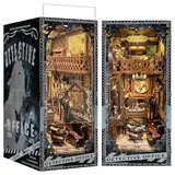 RONSTONE DIY Book Nook Kit - Puppenhaus mit LED-Licht,Kreatives Bauen Mini Booknook Bücherregaleinsatz Dekor,3D Puzzles Detektiv Büro Buchstützen Modell Regal Dekoration für Erwachsene