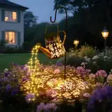 Solar Gießkanne Lichterkette, GuKKK Gießkannenlicht Lichter mit Schäferhaken, LED Außen Solarlampen Gießkannenlicht Lichter, IP65 Wasserdicht Solar Giesskann für Hofweg Balkon Gartendeko(Warmweiß)