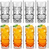 INFTYLE Klare Tiki-Gläser, Set mit 237 ml – 400 ml, moderne Bar-Tiki-Cocktailgläser, perfekt für exotische Cocktails, Mai Tai, hawaiianische Cocktails, tropische Insel-Drinksware Set