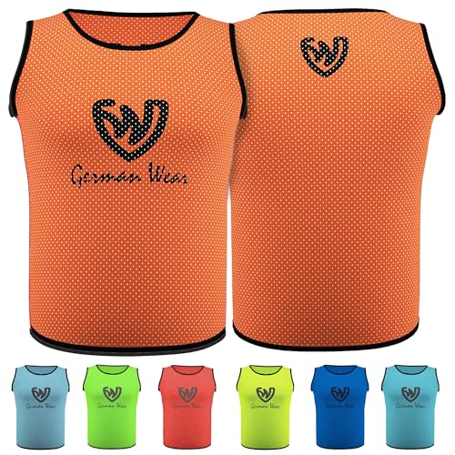 German Wear Leibchen Trainingsleibchen Markierungshemd Kinder Erwachsene Fussball Handball Hocky Rugby Basketball Volleyball Baseball Training Orange - L