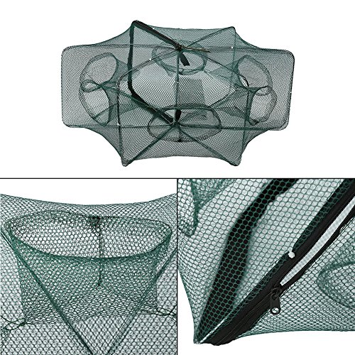 MAGT Fischernetz, Fischreuse Krebs-Garnelen Reuse Automatisches Fischernetz Nylon Faltbares Krebs-Garnelen-Fischnetz(6 Holes)