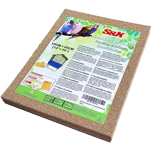 S&X Sandblätter für Vogelkäfige, 7 Stück/Packung (33 cm x 25 cm, 30 Stück)