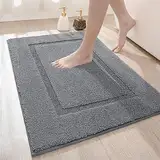 DEXI Badezimmerteppich 50 x 80 cm, Badteppich rutschfest Waschbar, weicher Badematte, Mikrofaser Absorbent Badvorleger, Badematten für Badewanne, Duschraum und Badezimmer - Grau