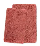 Yeaban Coral Badezimmerteppich-Set, 2-teilig, dicke Chenille-Badematten, saugfähiger und waschbarer Badteppich, rutschfest, Plüsch- und weiche Teppiche für Badezimmerboden, Dusche, Waschbecken, 50,8 x