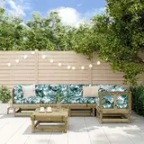 LLEZKBR Möbelartikel-6-teiliges Garten-Lounge-Set imprägniertes Holz Kiefer