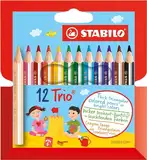 Dreikant-Buntstift - STABILO Trio dick kurz - 12er Pack - mit 12 verschiedenen Farben