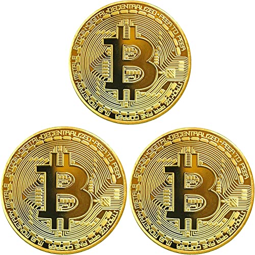 GUOMIS Bitcoin, GedenkmüNze, Legierung Vergoldeter Prozess, Bitcoin Zum Sammeln, Geschenk 3 Packungen