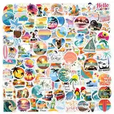 Giantree 120 Stück Sommer-Strand-Aufkleber, Selbstklebende Urlaub Strandaufkleber Sommer-Surfen Stickers koffer aufkleber für Hawaii Partygeschenke Urlaub Scrapbooking Tagebuch