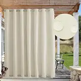 Outdoor Vorhang Wasserdicht Winddichte Outdoor Vorhänge Wetterfest mit Ösen Oben und Unten, Sonnenschutz Blickdicht Outdoor Vorhang für Pavillon Garten, 1 Stück, Beige, B213xH160cm